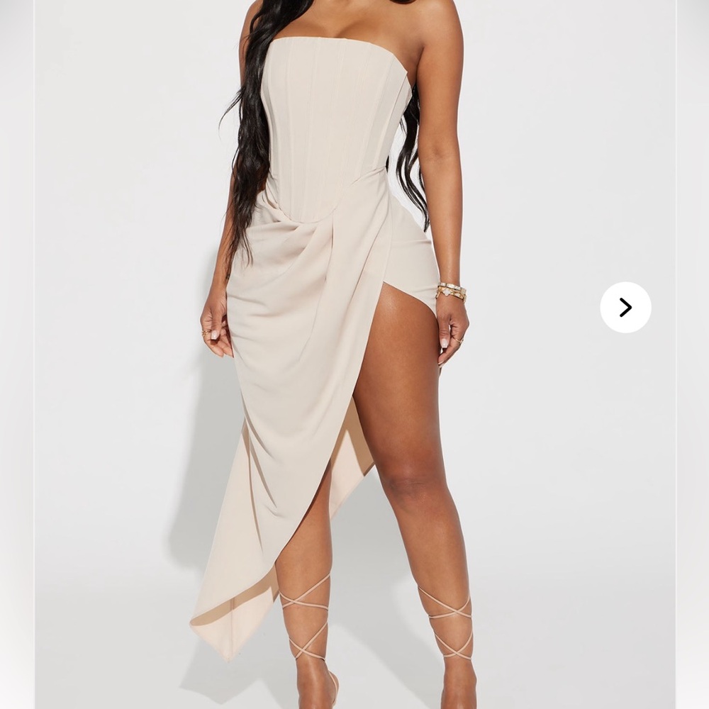 Fashion Nova Cream High Low Dress